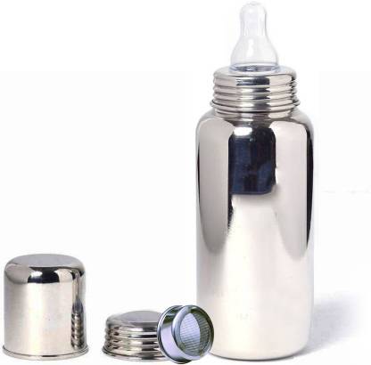 Superbazaar High Quality Stainless Steel Baby Feeding Bottle With Medical Grade Silicon Nipple And Extra Inner Cap For Travelling Purpose Plastic Free Bottle 225 Ml Stainless Steel Baby Bottles Online In