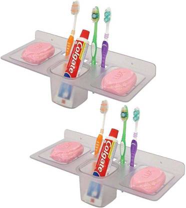 Ontiq Mundo Acrylic Corner Shelf For Bathroom (set of 2) Plastic Wall ...