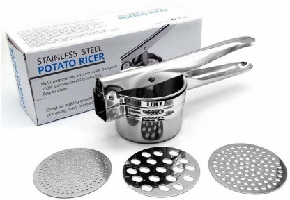 Easy To Use and Clean Potato Ricer with 3 Interchangeable Discs Fine/Medium/Coarse Manual Masher Press 