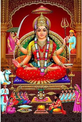 Poster N frame Maa Santoshi UV Textured Decorative Art Print Premium Quality Wall Poster un framed (Rolled) Paper Print - Religious, Educational, Art &amp; Paintings, Children posters in India - Buy art,