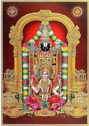 Wall Poster Golden Zari Art Work Photo Of Tirupati Balaji Laxmiji Poster Large Print On 36x24 Inches Fine Art Print Art Paintings Posters In India Buy Art Film Design