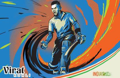 Virat Kohli Illustrated poster POSTER LARGE Print on 36x24 INCHES Fine Art  Print - Art & Paintings posters in India - Buy art, film, design, movie,  music, nature and educational paintings/wallpapers at