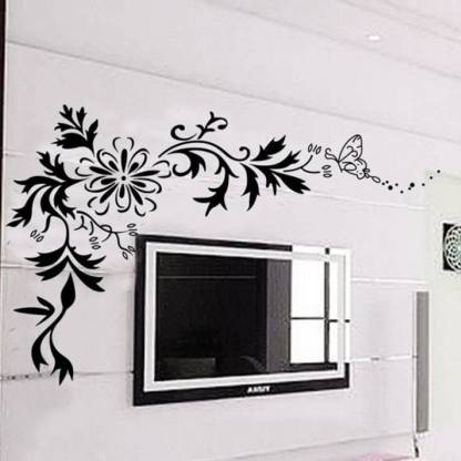 Aquire cm Wall Stickers TV Background Black LCD Floral Design 7032 Self  Adhesive Sticker Price in India - Buy Aquire cm Wall Stickers TV Background  Black LCD Floral Design 7032 Self Adhesive
