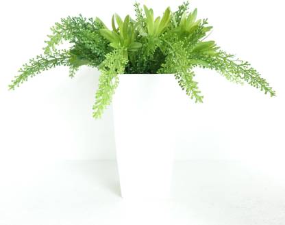 Pebble Concepts Fiber Vase with green fillers Bonsai Wild Artificial Plant  with Pot