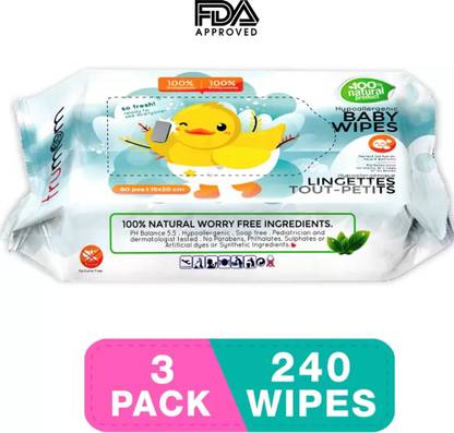 Trumom Usa Hypoallergenic Baby Wipes With 100 Natural Vitamin E Aloe Vera Coconut Oil Pack Of 3 240 Wipes Price In India Buy Trumom Usa Hypoallergenic Baby Wipes With 100