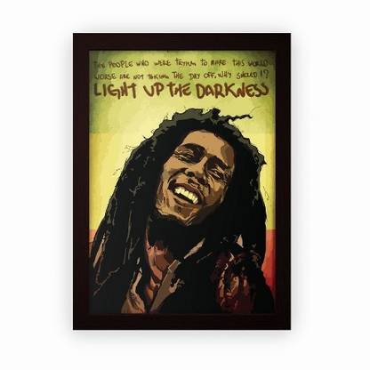 Light Up The Darkness Quote Bob Marley 'Light Up The Darkness' Quote Framed Poster For Wall Hanging Or Desk (Matte Laminated, 24X18Cm, Dark Brown, Small) Paper Print - Art & Paintings Posters In India - Buy Art,
