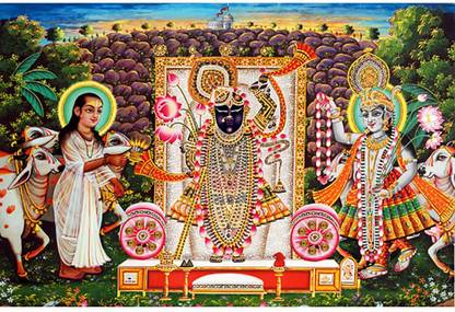 Poster N frame shrinathji yamunaji mahaprabhuji UV Textured Decorative