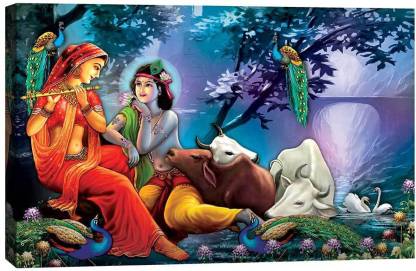Wrap Up Box Radha Krishna With Cow Canvas Painting 20x14 (6386) Canvas 14  inch x 20 inch Painting Price in India - Buy Wrap Up Box Radha Krishna With  Cow Canvas Painting