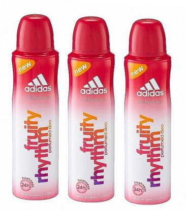 ADIDAS Fruity Rhythm Deodorant Body for Women 150ML Each (Pack of 3) Deodorant Spray - For Women - Price in India, ADIDAS Rhythm Deodorant Body Spray for Women 150ML