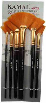 KAMAL Artist Quality Synthetic (taklon) Hair Fan Paint Brush Set