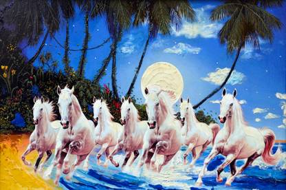 Masstone Vastu Seven Running Horses Sparkle Coated Self Adhesive Wallpaper  Without Frame Digital Reprint 24 inch x 36 inch Painting Price in India -  Buy Masstone Vastu Seven Running Horses Sparkle Coated