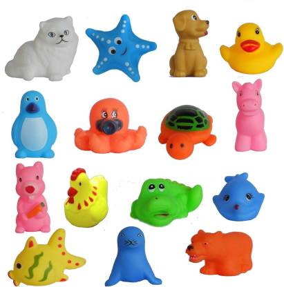 KAGVAD CHU CHU BATH TOYS FOR TODDLER BABY ANIMAL SHAPE NON TOXIC TOYS (15 PC CHU CHU) Bath Toy (Multicolor) Bath Toy