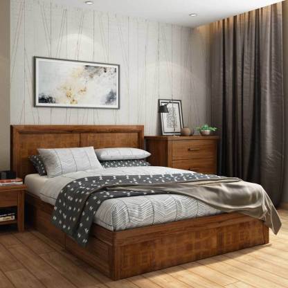 Best Dark Oak Finish STEPHEN/QB/B-2 Solid Wood Queen Drawer Bed – Durian