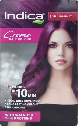 Indica Creme 10 Minutes Hair Color, Long Lasting Colour (55 ml+40g) ,  Burgundy - Price in India, Buy Indica Creme 10 Minutes Hair Color, Long  Lasting Colour (55 ml+40g) , Burgundy Online