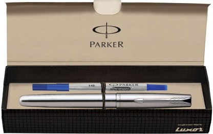 Parker Frontier Stainless Steel CT Rollerball Roller ball Pen Blue Ink New RB 