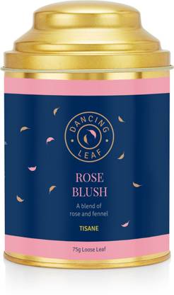 Dancing Leaf Rose Blush |Tisane | Loose Leaf Tin (75 gms) Rose Herbal Tea Tin