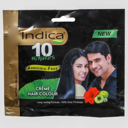 Indica 10 Minutes Creme Hair Colour Natural Black ( Pack Of 10) , Natural  Black - Price in India, Buy Indica 10 Minutes Creme Hair Colour Natural  Black ( Pack Of 10) ,