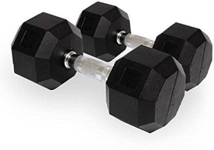 push2fit Rubber Coated Hex Dumbbells 