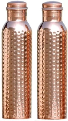 Hammered Copper Water Bottle Joint Free Leak Proof For Health Benefits 1000 ML 