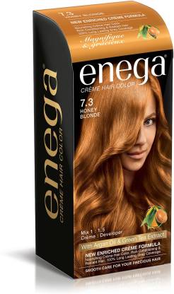 enega Cream hair color (100 ml/each) superior quality with Argan Oil & Green Tea extract Cream smooth care for your precious hair! HONEY BLONDE 7.3 (Pack of 1) , HONEY BLONDE 7.3