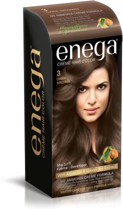 enega Cream hair color (100 ml/each) superior quality with Argan Oil & Green Tea extract NO AMMONIA Cream FORMULA smooth care for your precious hair! DARK BROWN 3 (Pack of 1) , DARK BROWN 3