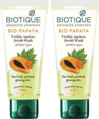 biotique bio papaya exfoliating 100 ml x2 face wash