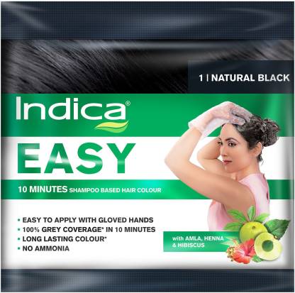 Indica Easy Do-It-Yourself 10 Minutes Hair Color Shampoo (Natural Black) ,  Natural Black 1 - Price in India, Buy Indica Easy Do-It-Yourself 10 Minutes Hair  Color Shampoo (Natural Black) , Natural Black