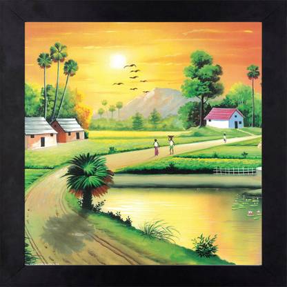 Craftsfest Craftsfest Village Scenery Painting Ink 14 inch x 14 inch  Painting Price in India - Buy Craftsfest Craftsfest Village Scenery Painting  Ink 14 inch x 14 inch Painting online at Flipkart.com