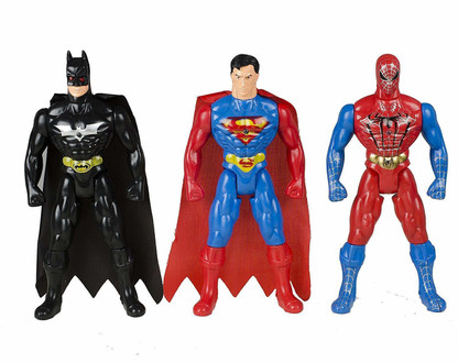 Sshakuntlay Spiderman, Superman, Batman Super-Hero Figurine Adjustable Body  Toy Set of 3 (Multicolor) - Spiderman, Superman, Batman Super-Hero Figurine  Adjustable Body Toy Set of 3 (Multicolor) . Buy Spiderman, Superman, Batman  toys