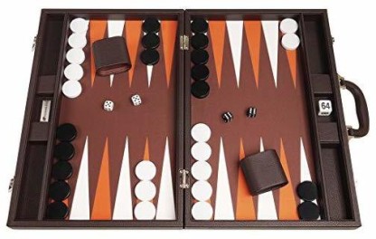 Best Strategy & Tip Guide Classic Black Large 18 Inch Backgammon Sets for Adults Board Game with Premium Leather Case Crazy Games Backgammon Set Black, Large 