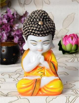 Beckonventure Handcrafted Religious Idols Of Meditating Baby Monk Laughing Buddha Statue Big Size For Home Decor Meditating Monk Buddha Idols Decoration Items For House Handicraft Home Decor Showpiece Figurine Home Decor Showpieces Table Decorations