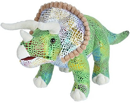 triceratops stuffed animal green
