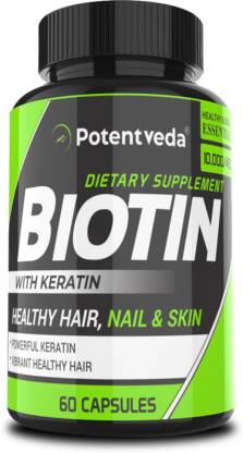 Potentveda Biotin 10000 mcg with Keratin 60 Capsules Price in India - Buy  Potentveda Biotin 10000 mcg with Keratin 60 Capsules online at 