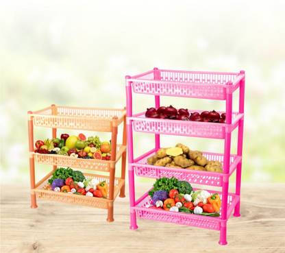 Fable Combo Of Racks 3 Layer And 4 Layer Kitchen Rack Stand Fruits Vegetable Rack Storage Stand Plastic Kitchen Rack Pack Of 2 Fruits Vegetables Kitchen Rack Price In India Buy Fable