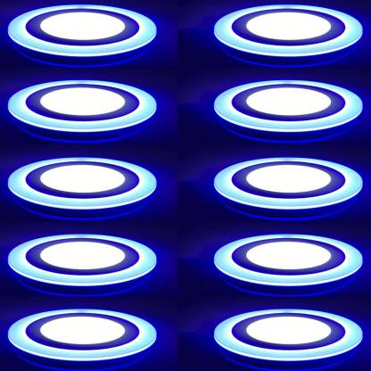 Galaxy 12 Watt 6 3 Led Round Panel Light Ceiling Pop Down Indoor 3d Effect Lighting Double Color Blue White Pack Of 10 Recessed Lamp In India - Ceiling Blue Lights Led