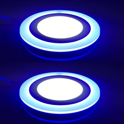 Galaxy 12 Watt 6 3 Led Round Panel Light Ceiling Pop Down Indoor 3d Effect Lighting Double Color Blue White Pack Of 2 Recessed Lamp In India Led Round Panel Light Ceiling Pop, Color Led Ceiling Lights
