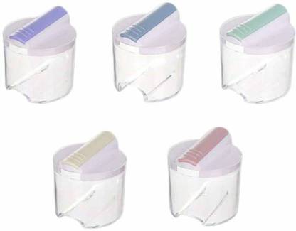UTTARZONE Plastic 5 Pc Salt Shaker Spice Container Sugar and Pepper Storage Box Spice Set