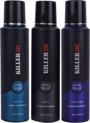 KILLER OCEAN-WAVE-CYCLONE Deodorant Spray  –  For Men  (450 ml, Pack of 3)