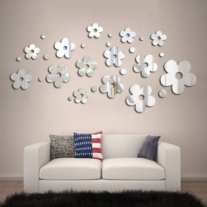 God S Large 3d Mirror Acrylic Flower Wall Stickers Home Office Stylish And Latest Decoration In India 3d Mirror Acrylic Flower Wall Stickers, Mirror Decoration Stickers