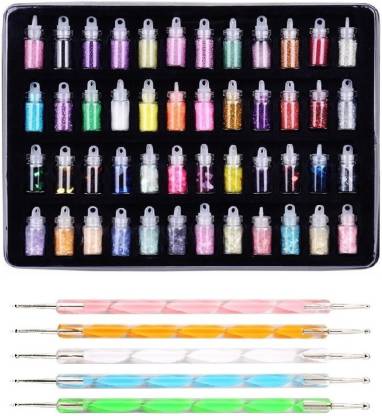 Royalkart 53 Pcs Exciting Nail Art Tools – 48 Bottles 3D nail art AND 5 Pcs  Double Sided Nail Dotting Tool Pen. Great gift for Girl, Women, Females. -  Price in India,