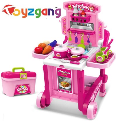 deAO Toddler Kitchen Playset “My Little Chef” with 30 Accessories Role Playing Game in RED 