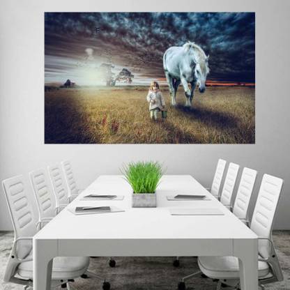 Cute Girl and Horse Wallpaper Poster No Framed Large Painting On Canvas  Wall Art Picture for Home Decoration Wall Decor Poster 3D Poster - Total  Home posters - Nature posters in India -