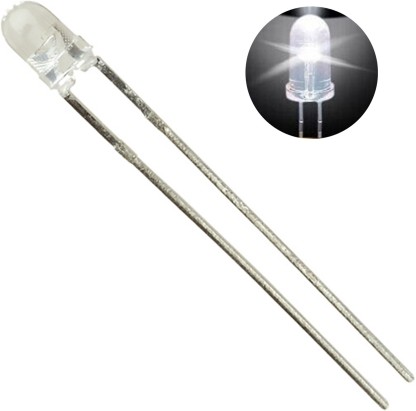 uxcell 40pcs 3mm White LED Diode Lights Clear Round Transparent 3-3.4V 20mA Super Bright Lighting Bulb Lamps Electronics Components Light Emitting Diodes 