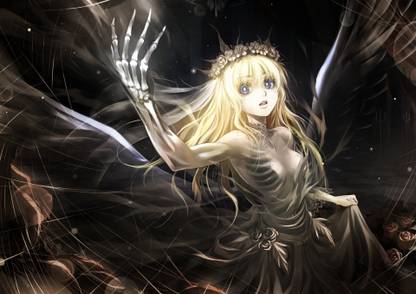 Athah Anime Original Skeleton Girl Wings Blonde Blue Eyes Long Hair Wreath Dark 13*19 inches Wall Poster Matte Finish Paper Print - Animation & Cartoons posters in India - Buy art, film, Athah Anime Original Skeleton Girl Wings Blonde Blue Eyes Long Hair Wreath Dark 13*19 inches Wall Poster Matte Finish Paper Print - Animation & Cartoons posters in India - Buy art, film,