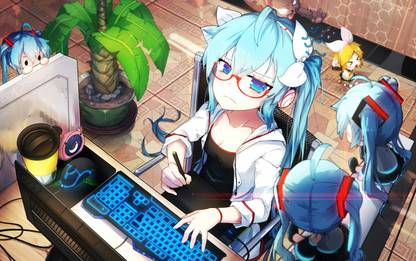 Athah Anime Vocaloid Headphones Plant Hatsune Miku Glasses Twintails Chibi Computer Music Blush Aqua Hair Aqua Eyes 13 19 Inches Wall Poster Matte Finish Paper Print Animation Cartoons Posters In India Shop for gunnar optiks anime computer glasses. athah anime vocaloid headphones plant