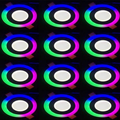 Galaxy 6 Watt 3 Led Round Panel Light Ceiling Pop Down Indoor 3d Effect Lighting Double Color Multi Coloured White Pack Of 12 Recessed Lamp In India Led Round Panel Light Ceiling Pop Down, Multi Coloured Led Ceiling Lights