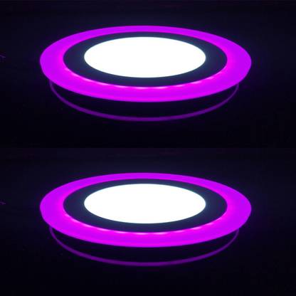 Galaxy 12 Watt 6 3 Led Round Panel Light Ceiling Pop Down Indoor 3d Effect Lighting Double Color Pink White Pack Of 2 Recessed Lamp In India Led Round Panel Light Ceiling Pop, Down Ceiling Lights India