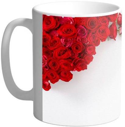 Arkist red roses on white background wallpaper Ceramic Coffee Mug Price in  India - Buy Arkist red roses on white background wallpaper Ceramic Coffee  Mug online at 