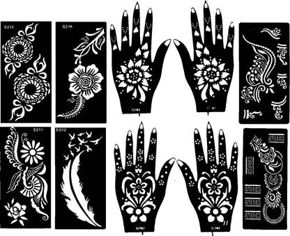 ivana s henna tattoo stencil set of 2 women girls hand finger body paint temporary design 62 price in india buy ivana s henna tattoo stencil set of 2 women girls hand finger body
