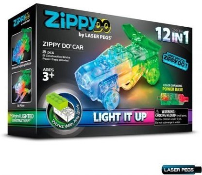 NEW Toy Laser Pegs ZippyDo Lighted Construction Set 3 in 1 Car Helicopter Plane 